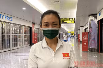 Thượng tá Đặng Mỹ Hạnh, đội trưởng "Đội quân văn hóa" tham gia Army Games 2021. Ảnh: TRỊNH DŨNG