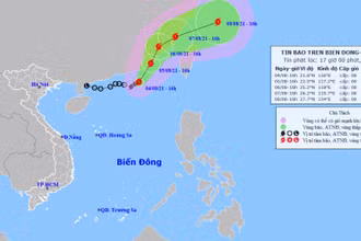 Vị trí và hướng di chuyển của bão số 4. (Nguồn: nchmf.gov.vn)