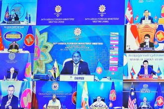 Hội nghị Bộ trưởng Ngoại giao ASEAN lần thứ 54 khai mạc theo hình thức trực tuyến, sáng 2/8/2021. (Ảnh do báo Thế giới và Việt Nam cung cấp)