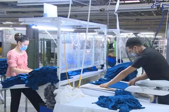 Người lao động làm việc tại Công ty may Tiên Sơn ở khu công nghiệp phía bắc tỉnh Thanh Hóa.