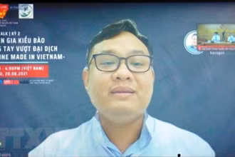 TS Đỗ Minh Sĩ, Giám đốc nghiên cứu phát triển Công ty Nanogen, đơn vị nghiên cứu, sản xuất, thử nghiệm vaccine Nanocovax phát biểu. (Ảnh: TTXVN)