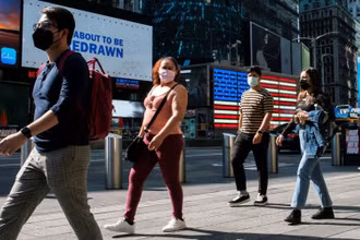 Khu vực gần Quảng trường Thời đại tại New York, Mỹ, ngày 23/7. (Ảnh: Reuters)