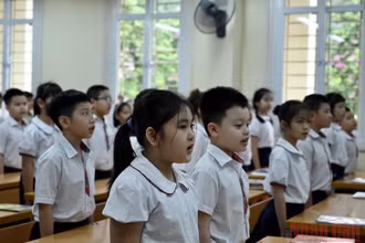 Học sinh Trường tiểu học Thăng Long, Hà Nội. ẢNh: DUY LINH