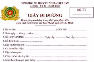 Mẫu giấy đi đường mới do Công an TP Hồ Chí Minh ký, đóng dấu sau đó giao về đầu mối các sở, ngành cấp cho người đi đường.