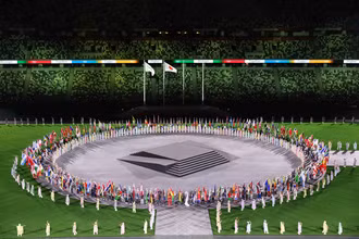 Quang cảnh lễ bế mạc Olympic Tokyo 2020 tại sân vận động Olympic (Tokyo, Nhật Bản) ngày 8/8/2021.