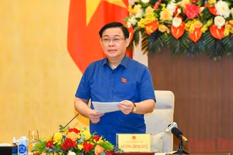 Chủ tịch Quốc hội Vương Đình Huệ chủ trì và phát biểu khai mạc buổi làm việc. (Ảnh: Duy Linh) 