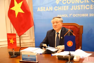 Chánh án Tòa án nhân dân tối cao Nguyễn Hòa Bình phát biểu tại phiên khai mạc CACJ lần thứ 9.