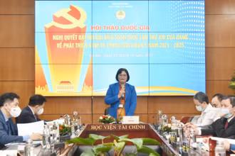 PGS, TS Trương Thị Thủy, Phó Giám đốc Học viện Tài chính phát biểu tại hội thảo.