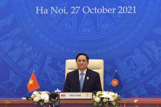 Thủ tướng Chính phủ Phạm Minh Chính dự Hội nghị cấp cao ASEAN - Australia. (Ảnh: Trần Hải)