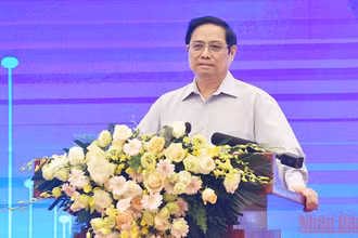 Thủ tướng Phạm Minh Chính phát biểu tại Hội thảo. (Ảnh: TRẦN HẢI)