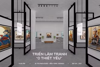 Không gian 3D của triển lãm thực tế ảo “0 thiết yếu”. (Ảnh chụp màn hình)