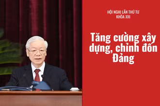 Tổng Bí thư Nguyễn Phú Trọng phát biểu khai mạc Hội nghị. (Ảnh: ĐĂNG KHOA)