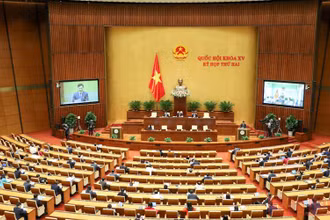Quang cảnh phiên họp trực tuyến của Quốc hội, chiều 29/10. (Ảnh: LINH NGUYÊN)