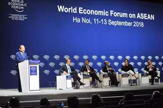 Hội nghị WEF về ASEAN diễn ra tại Hà Nội năm 2018. (Ảnh: TTXVN)