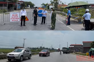 Chốt kiểm soát dịch bệnh Covit-19 trên Quốc lộ 37 (huyện Cẩm Giàng) trước và sau khi được gỡ bỏ.