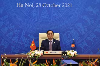 Thủ tướng Phạm Minh Chính dự Hội nghị cấp cao ASEAN - Ấn Độ. (Ảnh: TRẦN HẢI)