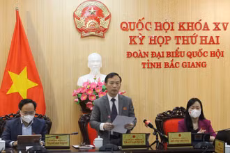 Đại biểu Quốc hội Trần Văn Tuấn (Bắc Giang) phát biểu tại phiên thảo luận trực tuyến. (Ảnh: baobacgiang.com.vn)