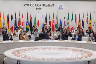 Phiên bế mạc Hội nghị thượng đỉnh G20 tại Nhật Bản, năm 2019. (Ảnh: Reuters)