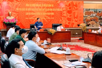 Quang cảnh buổi làm việc của Chủ tịch QH với Ban Thường vụ Thành ủy Hải Phòng.