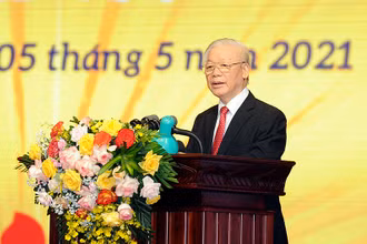Tổng Bí thư Nguyễn Phú Trọng phát biểu tại lễ kỷ niệm. Ảnh: ĐĂNG KHOA