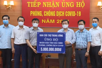 Ủy ban T.Ư Mặt trận Tổ quốc Việt Nam ủng hộ Bắc Ninh 5 tỷ đồng chống dịch
