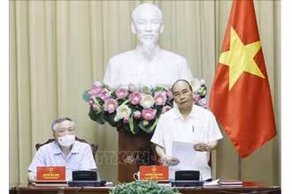 Chủ tịch nước Nguyễn Xuân Phúc phát biểu. (Ảnh: Thống Nhất/TTXVN)