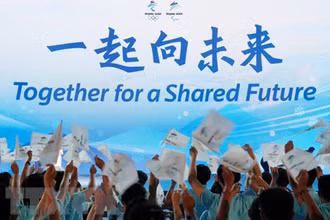 Khẩu hiệu của Olympic mùa đông Bắc Kinh là "Cùng nhau vì một tương lai chung". (Ảnh: THX/TTXVN)