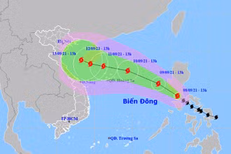 Vị trí và hướng di chuyển của bão Conson. (Nguồn: nchmf.gov.vn)