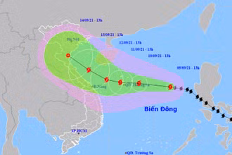 Vị trí và hướng di chuyển của bão số 5. (Nguồn: nchmf.gov.vn)