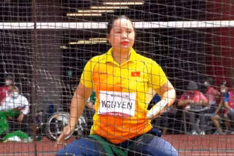 Vận động viên Nguyễn Thị Hải thi đấu tại Paralympic Tokyo 2020. (Ảnh: IOC)