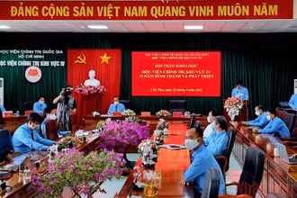 Quang cảnh hội thảo tại Học viện Chính trị khu vực IV, TP Cần Thơ.