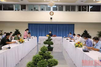 Quang cảnh buổi họp Ban Chỉ đạo phòng, chống dịch Covid-19 tỉnh Đồng Nai.