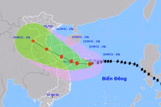Vị trí và hướng di chuyển của bão số 5. (Nguồn: nchmf.gov.vn)