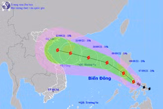 Vị trí và hướng di chuyển của bão Conson. (Nguồn: nchmf.gov.vn)