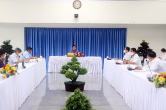 Quang cảnh họp Ban Chỉ đạo phòng, chống dịch Covid-19 tỉnh Đồng Nai sáng 21/9.