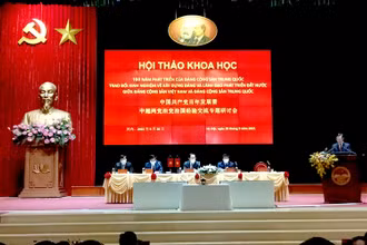 Điều hành hội thảo tại đầu cầu Việt Nam.