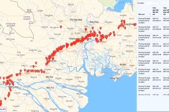 Một bản đồ di chuyển của các ca bệnh do Trung tâm công nghệ phòng chống Covid-19 quốc gia lập.