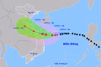 Vị trí và hướng di chuyển của bão số 5. (Nguồn: nchmf.gov.vn)