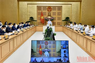 Chiều 14/9, Thủ tướng Phạm Minh Chính có buổi làm việc với Đại sứ Hàn Quốc, hiệp hội DN, đại diện các tập đoàn, DN Hàn Quốc tại Việt Nam. (Ảnh: TRẦN HẢI)