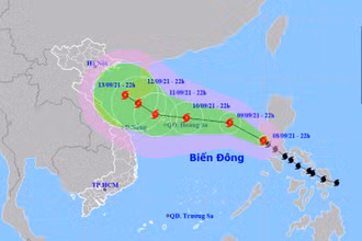 Vị trí và hướng di chuyển của bão số 5. (Nguồn: nchmf.gov.vn)