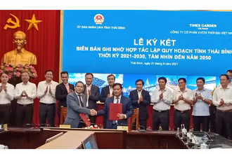 Quang cảnh buổi ký kết hợp tác lập Quy hoạch tỉnh Thái Bình.