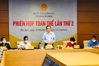 Đồng chí Trần Thanh Mẫn, Ủy viên Bộ Chính trị, Phó Chủ tịch Thường trực Quốc hội phát biểu chỉ đạo phiên họp.