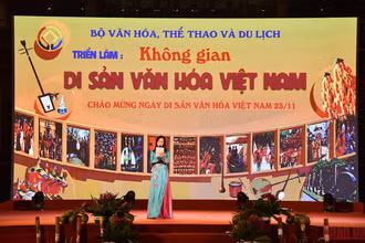 Lễ khai mạc triển lãm "Không gian di sản văn hóa Việt Nam". (Ảnh: Minh Duy)
