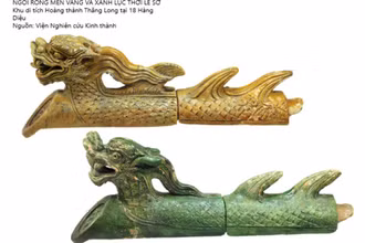 Các loại ngói rồng men vàng, men xanh thời Lê sơ phát hiện tại Khu di tích Hoàng thành Thăng Long. (Ảnh: Viện Nghiên cứu kinh thành)