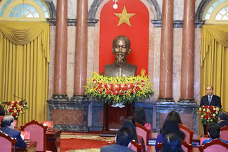 Chủ tịch nước Nguyễn Xuân Phúc phát biểu tại buổi lễ (Ảnh: TTXVN)