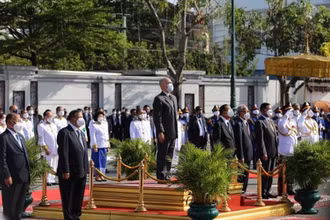 Sáng 9/11, Campuchia tổ chức Lễ kỷ niệm 68 năm Ngày Độc lập (9/11/1953 - 9/11/2021) dưới sự chủ trì của Quốc vương Campuchia Norodom Sihamoni. (Ảnh: TTXVN)