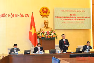 Chủ tịch Quốc hội Vương Đình Huệ phát biểu khai mạc hội nghị. (Ảnh: DUY LINH)