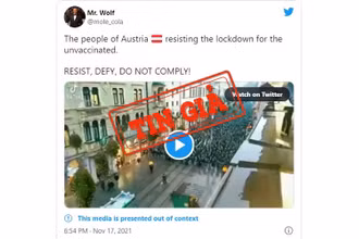 Một bài đăng trên mạng xã hội Twitter với video bị chú thích sai.