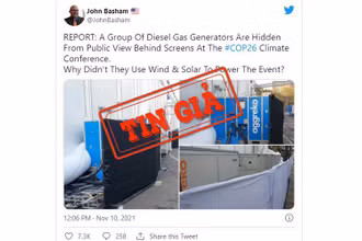 Ảnh chụp màn hình bài đăng trên mạng xã hội Twitter đưa thông tin sai lệch về COP26.