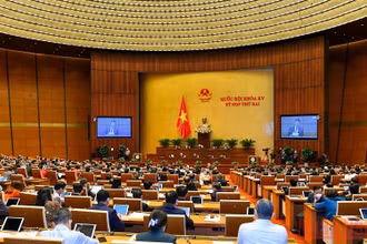 Toàn cảnh phiên thảo luận tại hội trường Kỳ họp thứ hai, Quốc hội khóa XV, ngày 8/11. (Ảnh: LINH NGUYÊN)